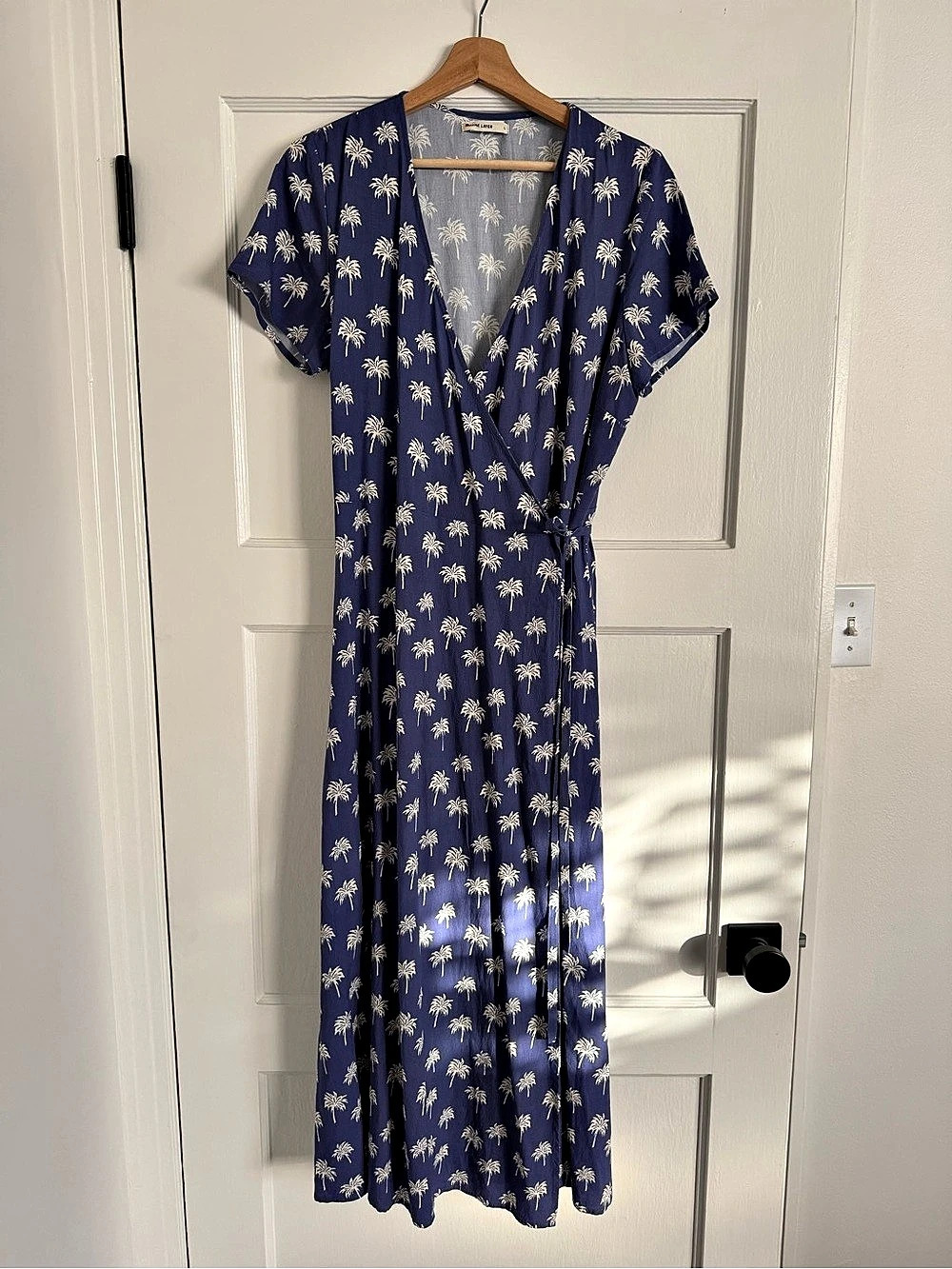 Marine Layer Emlyn Midi Wrap Dress Blue & White Large